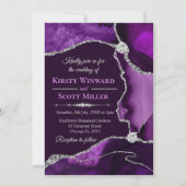 Invitation Mariage Agate Parties scintillant violet et argent (Devant)