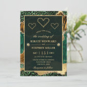 Invitation Mariage Agate Safari Jungle Vert et Or (Debout devant)