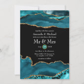 Invitation Mariage Agate Sarcelle et Or (Devant)