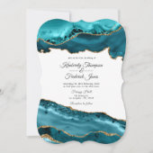 Invitation Mariage Agate Sarcelle et Or (Devant)
