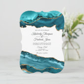 Invitation Mariage Agate Sarcelle et Or (Debout devant)