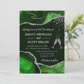 Invitation Mariage Agate Vert et Paillettes d'Argent (Debout devant)