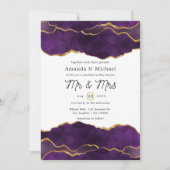 Invitation Mariage Agate Violet et Or (Devant)