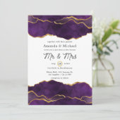 Invitation Mariage Agate Violet et Or (Debout devant)