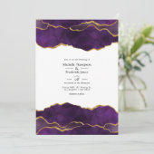 Invitation Mariage Agate Violet et Or (Debout devant)