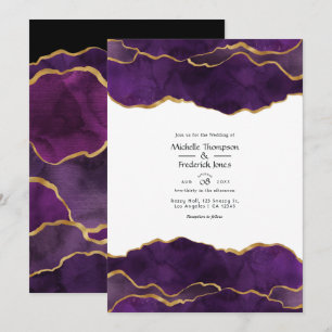Invitation Mariage Agate Violet et Or