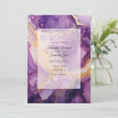 Invitation Mariage Agate Violet et Or (Debout devant)