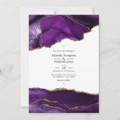 Invitation Mariage Agate Violet et Or (Devant)