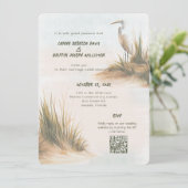 Invitation Mariage Aigrette Blanche sur les Dunes (Debout devant)