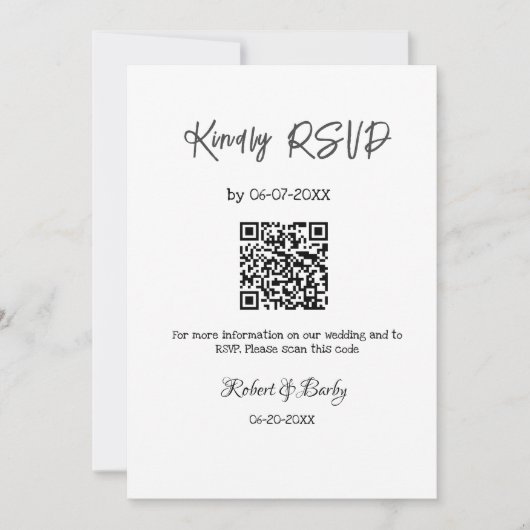 Invitation mariage aimable RSVP scan QR code simple moderne (Devant)