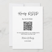 Invitation mariage aimable RSVP scan QR code simple moderne (Dos)