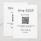 Invitation mariage aimable RSVP scan QR code simple moderne (Devant / Derrière)