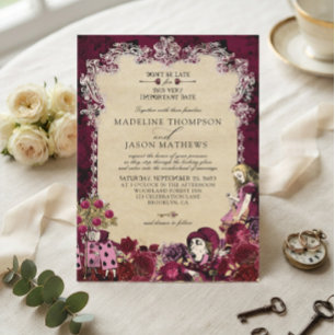Invitation Mariage Alice au Pays des Merveilles de Bourgogne