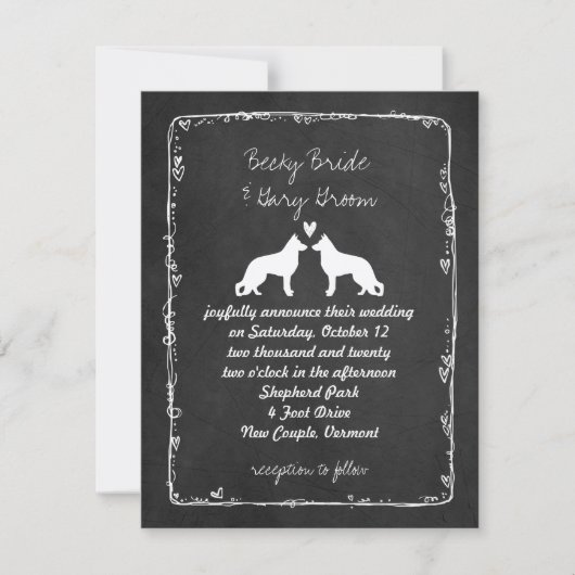 Invitation Mariage allemand Shepherd Chien Silhouettes (Devant)