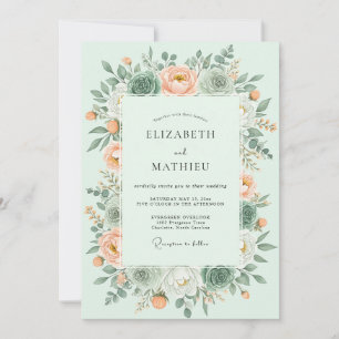 Invitation Mariage Alluring de Succulentes Vert Menthe
