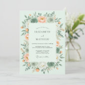 Invitation Mariage Alluring de Succulentes Vert Menthe (Debout devant)