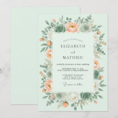Invitation Mariage Alluring de Succulentes Vert Menthe (Devant / Derrière)