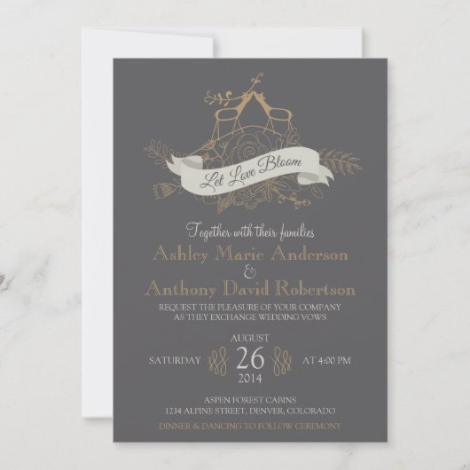 Invitation Mariage alpin de Deer Floral Mountain Woodsy (Devant)