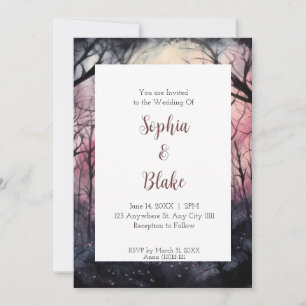 Invitation Mariage Alternatif Ciel Rouge Pleine Lune