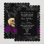 Invitation mariage alternatif gothique damassé (Devant / Derrière)