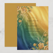Invitation Mariage Ambre Aqua Rose (Devant / Derrière)