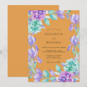 Invitation Mariage Ambre Iris Eucalyptus Violet (Devant / Derrière)