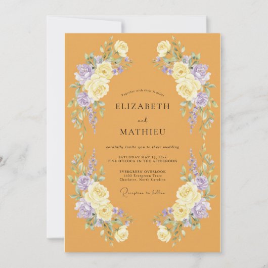 Invitation Mariage Ambre Lilas Pétales (Devant)