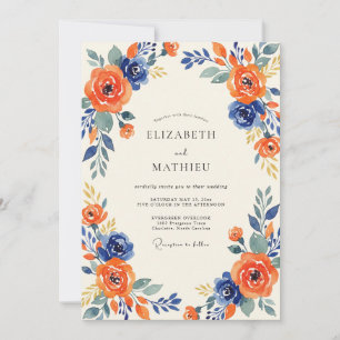 Invitation Mariage Ambre Navy Ranunculus Eucalyptus