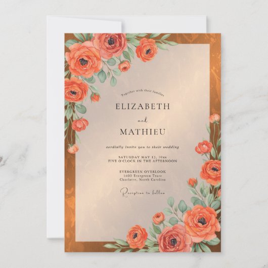 Invitation Mariage Ambre Ranunculus Eucalyptus (Devant)