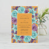 Invitation Mariage Ambre Turquoise Rose (Debout devant)
