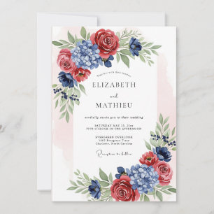 Invitation Mariage Américain Bleu Marine Spirituel