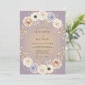 Invitation Mariage Améthyste Anémone Champagne (Debout devant)