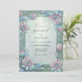 Invitation Mariage Améthyste Aqua Lotus Eucalyptus (Debout devant)