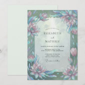 Invitation Mariage Améthyste Aqua Lotus Eucalyptus (Devant / Derrière)