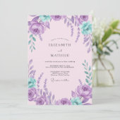 Invitation Mariage Améthyste Aqua Petal (Debout devant)