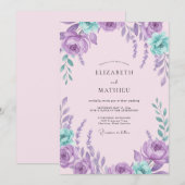 Invitation Mariage Améthyste Aqua Petal (Devant / Derrière)