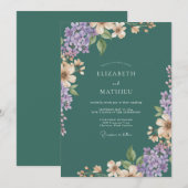Invitation Mariage Améthyste Ardoise Lilas Eucalyptus (Devant / Derrière)