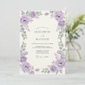Invitation Mariage Améthyste Argent Ranunculus Eucalyptus (Debout devant)