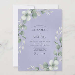 Invitation Mariage Améthyste au feuillage doux d'eucalyptus