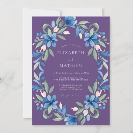 Invitation Mariage Améthyste Azur Lily (Devant)