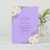 Invitation Mariage Améthyste Blanc Pétales (Debout devant)