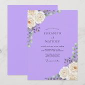 Invitation Mariage Améthyste Blanc Pétales (Devant / Derrière)