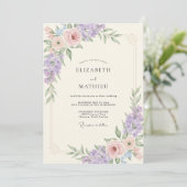 Invitation Mariage Améthyste Blush Wisteria (Debout devant)