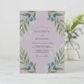 Invitation Mariage Améthyste Branche d'Olivier Eucalyptus Pou (Debout devant)