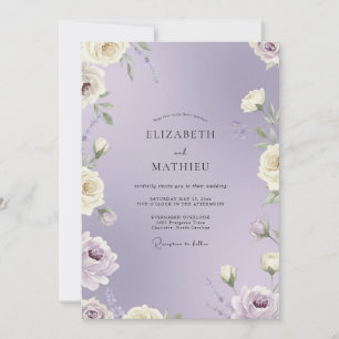 Invitation Mariage Améthyste Camélia Eucalyptus