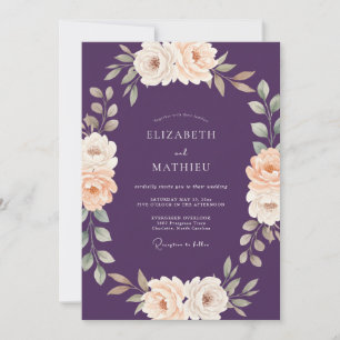 Invitation Mariage Améthyste Champagne Ranunculus Eucalyptus