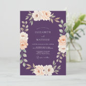 Invitation Mariage Améthyste Champagne Ranunculus Eucalyptus (Debout devant)