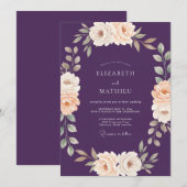 Invitation Mariage Améthyste Champagne Ranunculus Eucalyptus (Devant / Derrière)