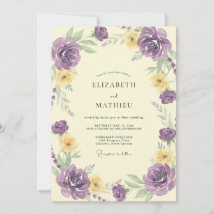 Invitation Mariage Améthyste Citron Ranunculus Eucalyptus