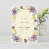 Invitation Mariage Améthyste Citron Ranunculus Eucalyptus (Debout devant)